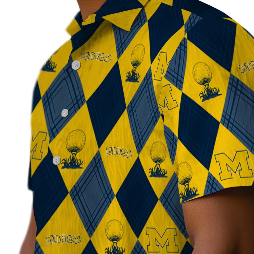 Michigan Wolverines Hawaiian Shirt - Golfing Plaid michigan wolverines balloon plaid blue hawaiian shirts trendy