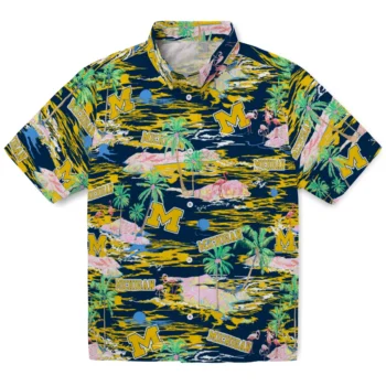 michigan wolverines flamingo retreat blue hawaiian shirts best selling