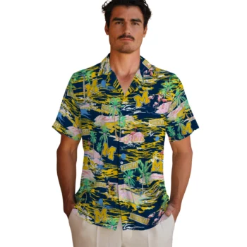 michigan wolverines flamingo retreat blue hawaiian shirts fashion forward