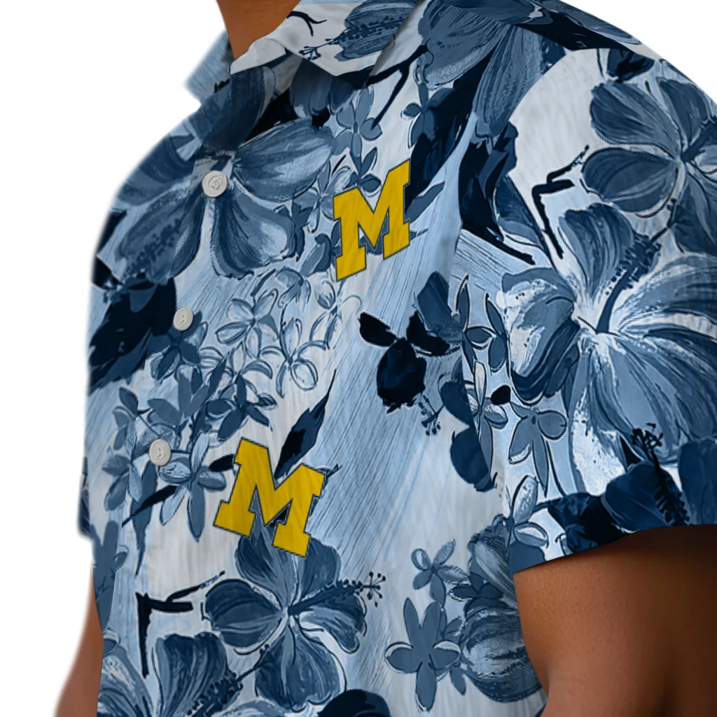 Michigan Wolverines Hawaiian Shirt - Hibiscus Arrangement michigan wolverines hibiscus arrangement blue hawaiian shirts trendy