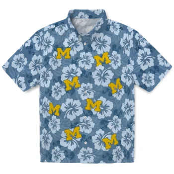 michigan wolverines hibiscus cluster blue hawaiian shirts best selling
