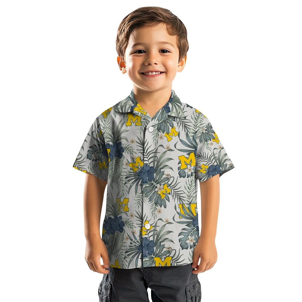 Michigan Wolverines Hawaiian Shirt - Hibiscus Designs michigan wolverines hibiscus designs beige hawaiian shirts top rated