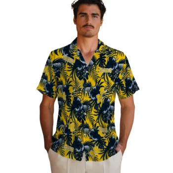michigan wolverines hibiscus exotic blue hawaiian shirts fashion forward