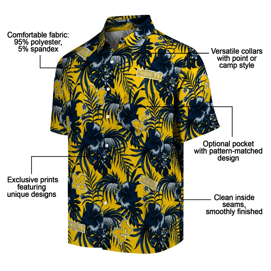 Michigan Wolverines Hawaiian Shirt - Hibiscus Exotic michigan wolverines hibiscus exotic blue hawaiian shirts new arrival