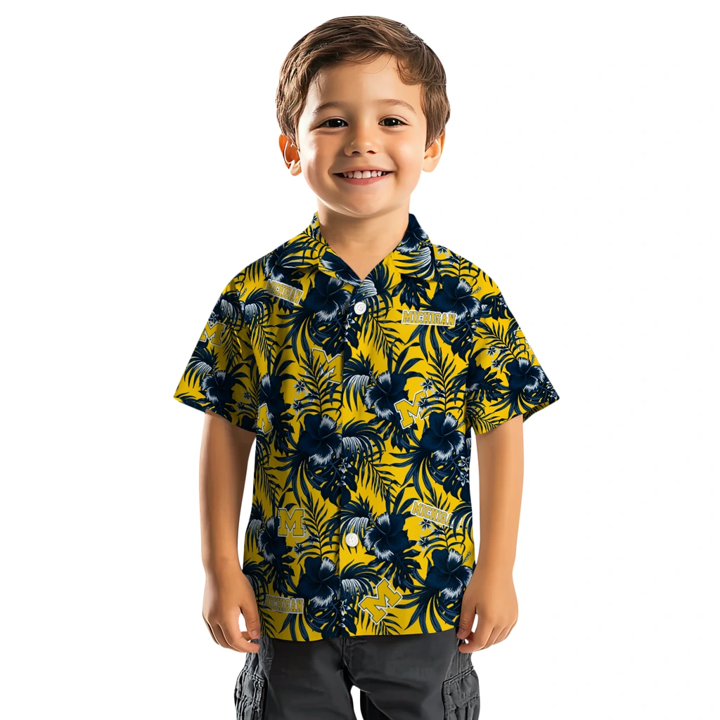 Michigan Wolverines Hawaiian Shirt - Hibiscus Exotic michigan wolverines hibiscus exotic blue hawaiian shirts top rated