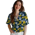 Michigan Wolverines Hawaiian Shirt – Hibiscus Flower Design