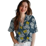 Michigan Wolverines Hawaiian Shirt – Hibiscus Flowers