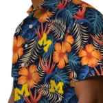 Michigan Wolverines Hawaiian Shirt – Hibiscus Foliage