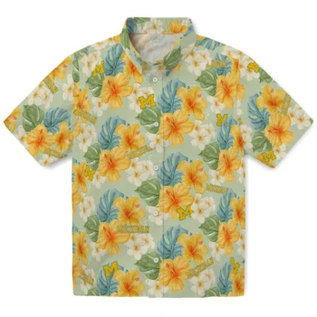 michigan wolverines hibiscus mood pale lime yellow hawaiian shirts best selling