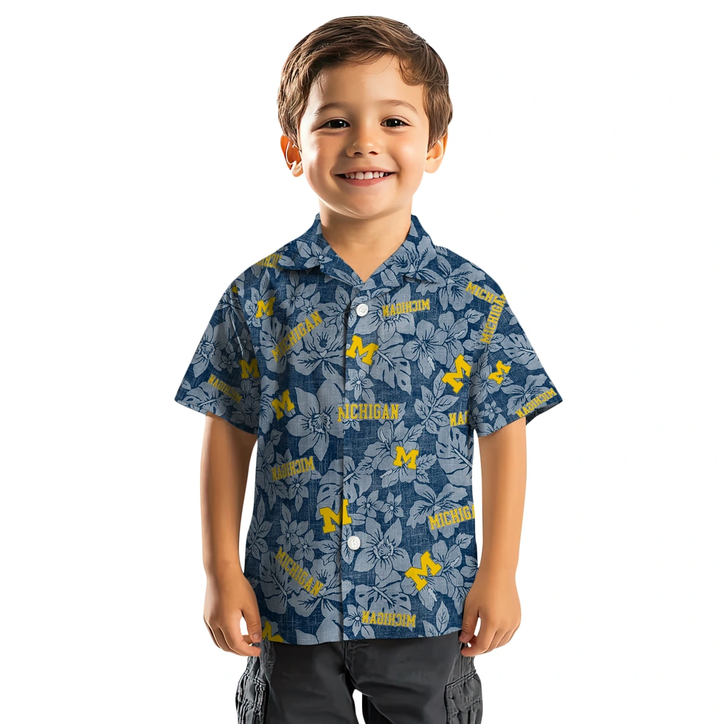 Michigan Wolverines Hawaiian Shirt - Hibiscus Oasis michigan wolverines hibiscus oasis blue hawaiian shirts top rated