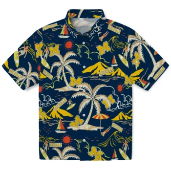 michigan wolverines palm tree island blue hawaiian shirts best selling
