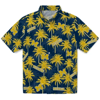 michigan wolverines palm grove blue hawaiian shirts best selling