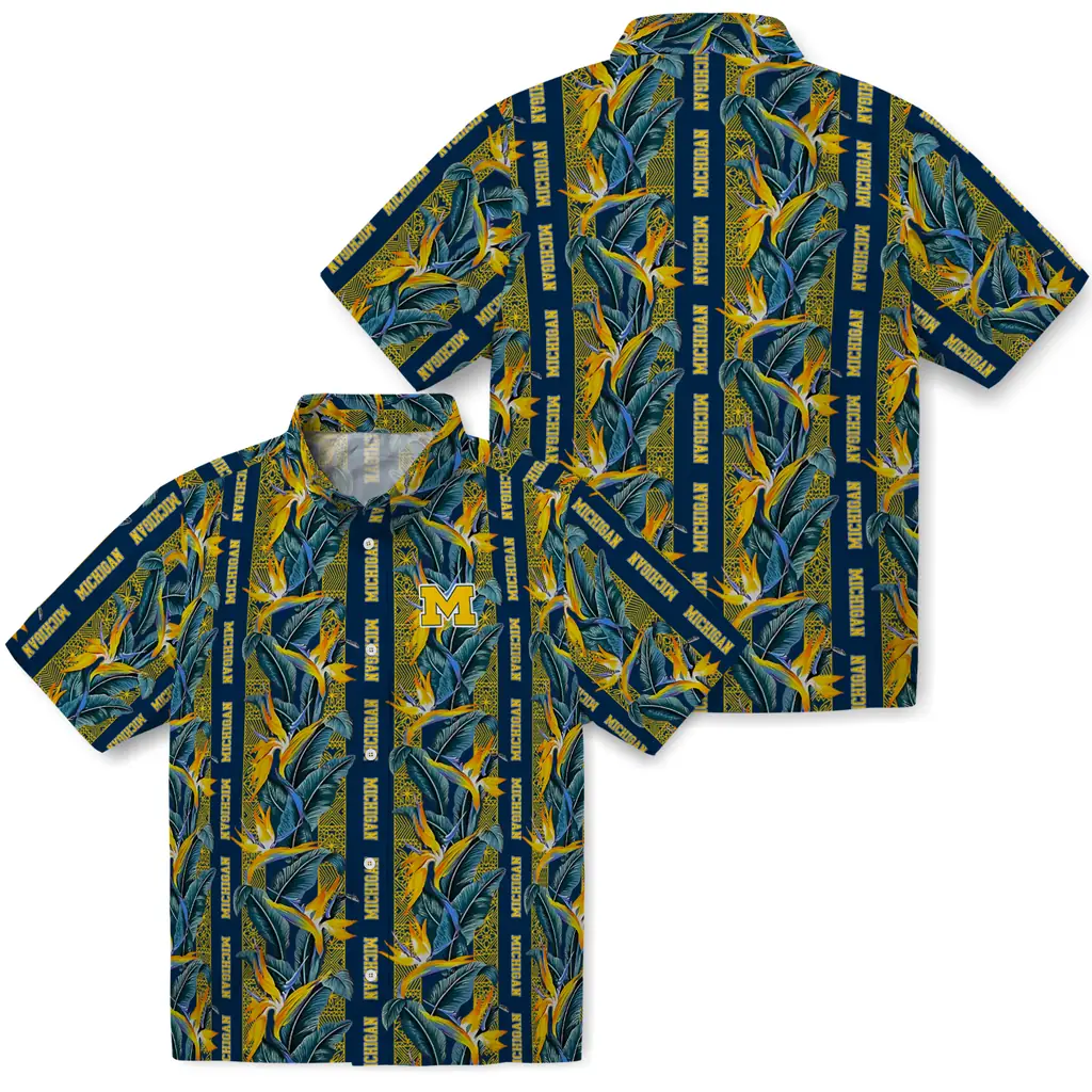 Michigan Wolverines Hawaiian Shirt - Paradise Vines michigan wolverines paradise vines blue hawaiian shirts high quality