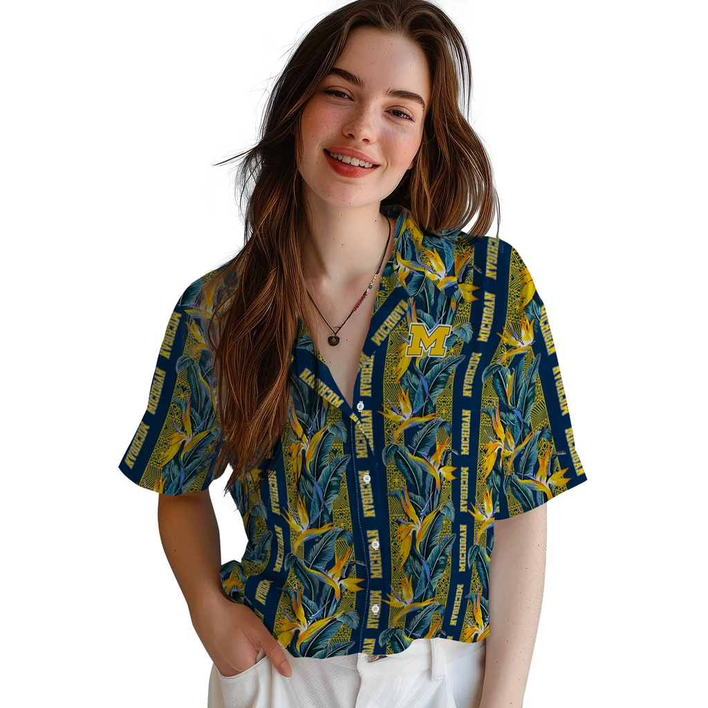 Michigan Wolverines Hawaiian Shirt - Paradise Vines michigan wolverines paradise vines blue hawaiian shirts latest model