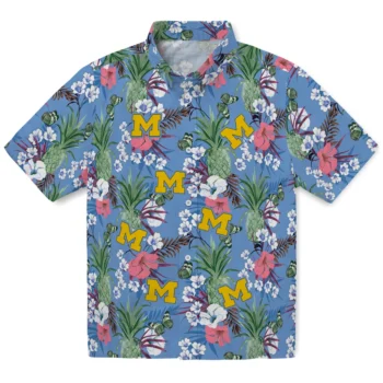 michigan wolverines pineapple bouquet best sky blue hawaiian shirts best selling