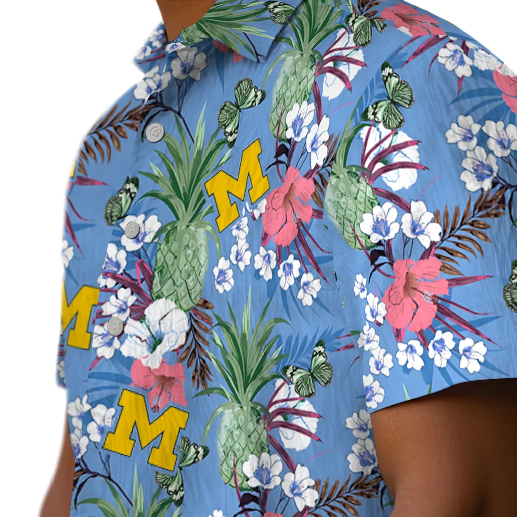 Michigan Wolverines Hawaiian Shirt - Pineapple Bouquet michigan wolverines pineapple bouquet best sky blue hawaiian shirts trendy