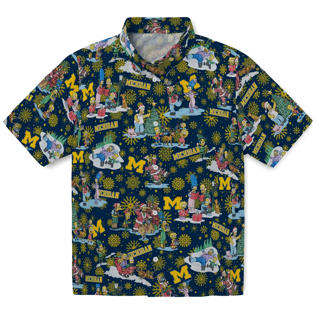 Michigan Wolverines Hawaiian Shirt - Simpsons Christmas michigan wolverines simpsons christmas blue hawaiian shirts best selling