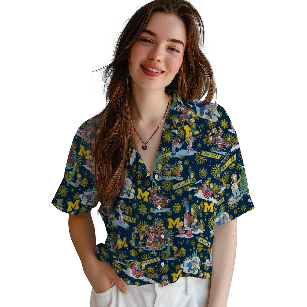 Michigan Wolverines Hawaiian Shirt - Simpsons Christmas michigan wolverines simpsons christmas blue hawaiian shirts latest model