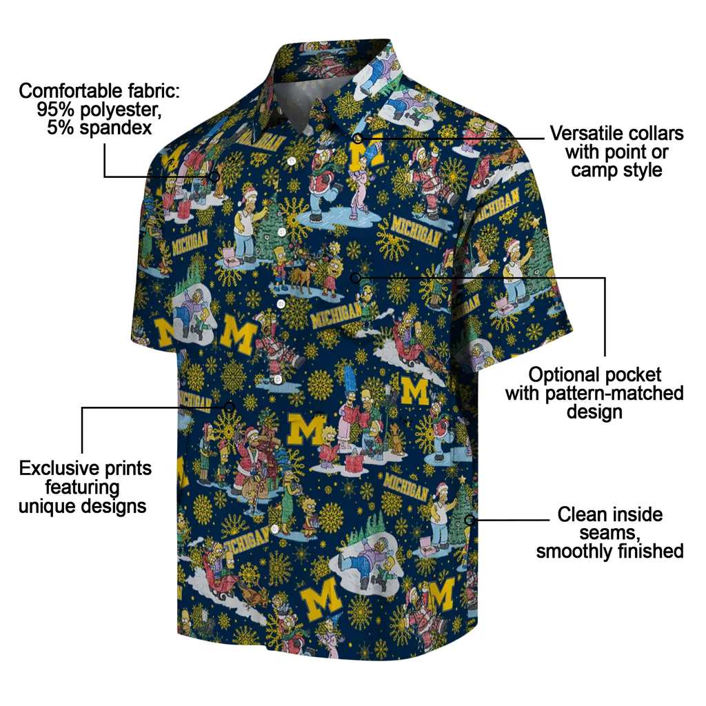 Michigan Wolverines Hawaiian Shirt - Simpsons Christmas michigan wolverines simpsons christmas blue hawaiian shirts new arrival