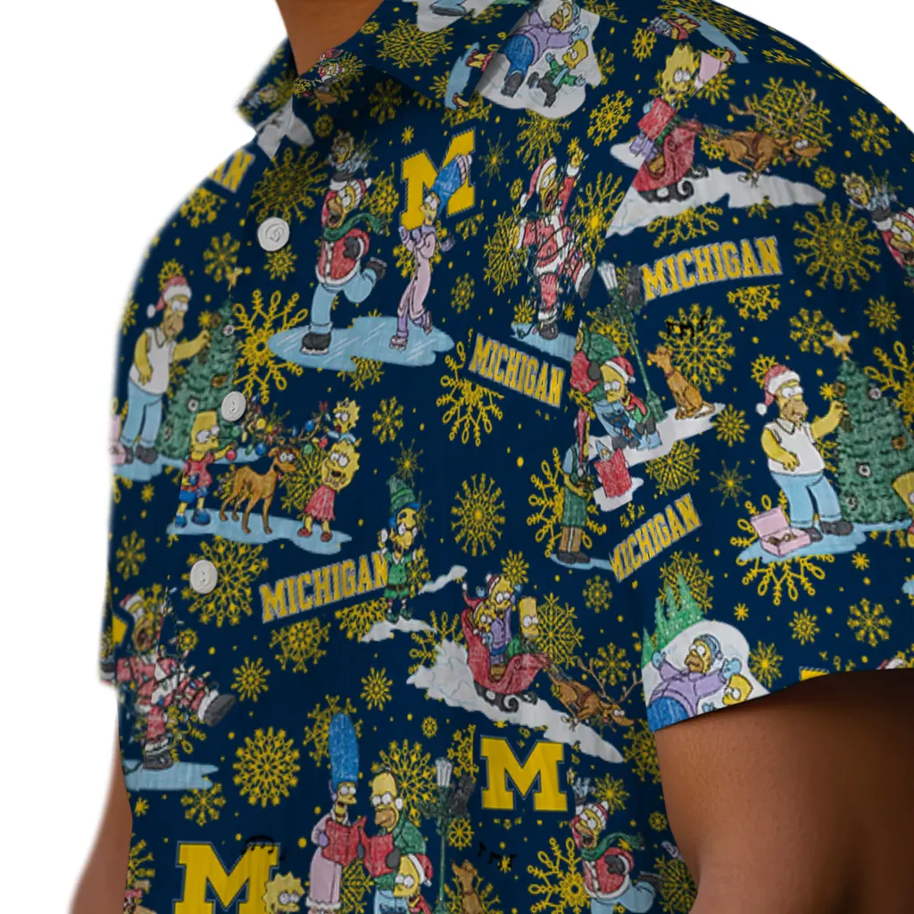 Michigan Wolverines Hawaiian Shirt - Simpsons Christmas michigan wolverines simpsons christmas blue hawaiian shirts trendy