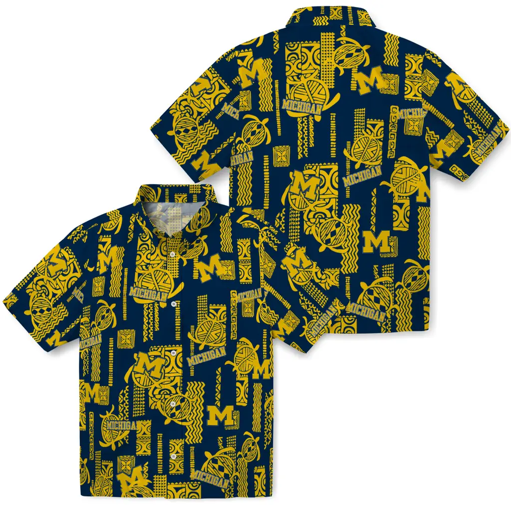 Michigan Wolverines Hawaiian Shirt - Turtle Lines michigan wolverines turtle lines blue hawaiian shirts high quality