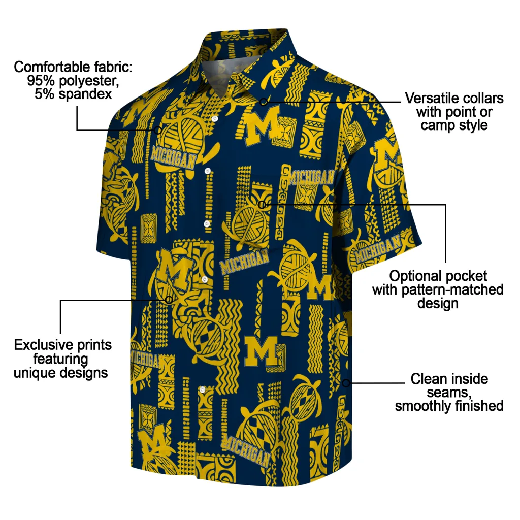 Michigan Wolverines Hawaiian Shirt - Turtle Lines michigan wolverines turtle lines blue hawaiian shirts new arrival
