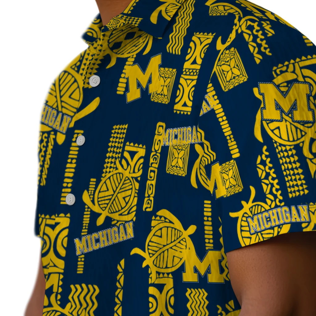 Michigan Wolverines Hawaiian Shirt - Turtle Lines michigan wolverines turtle lines blue hawaiian shirts trendy
