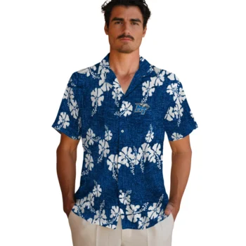 middle tennessee blue raiders hibiscus petals blue hawaiian shirts fashion forward