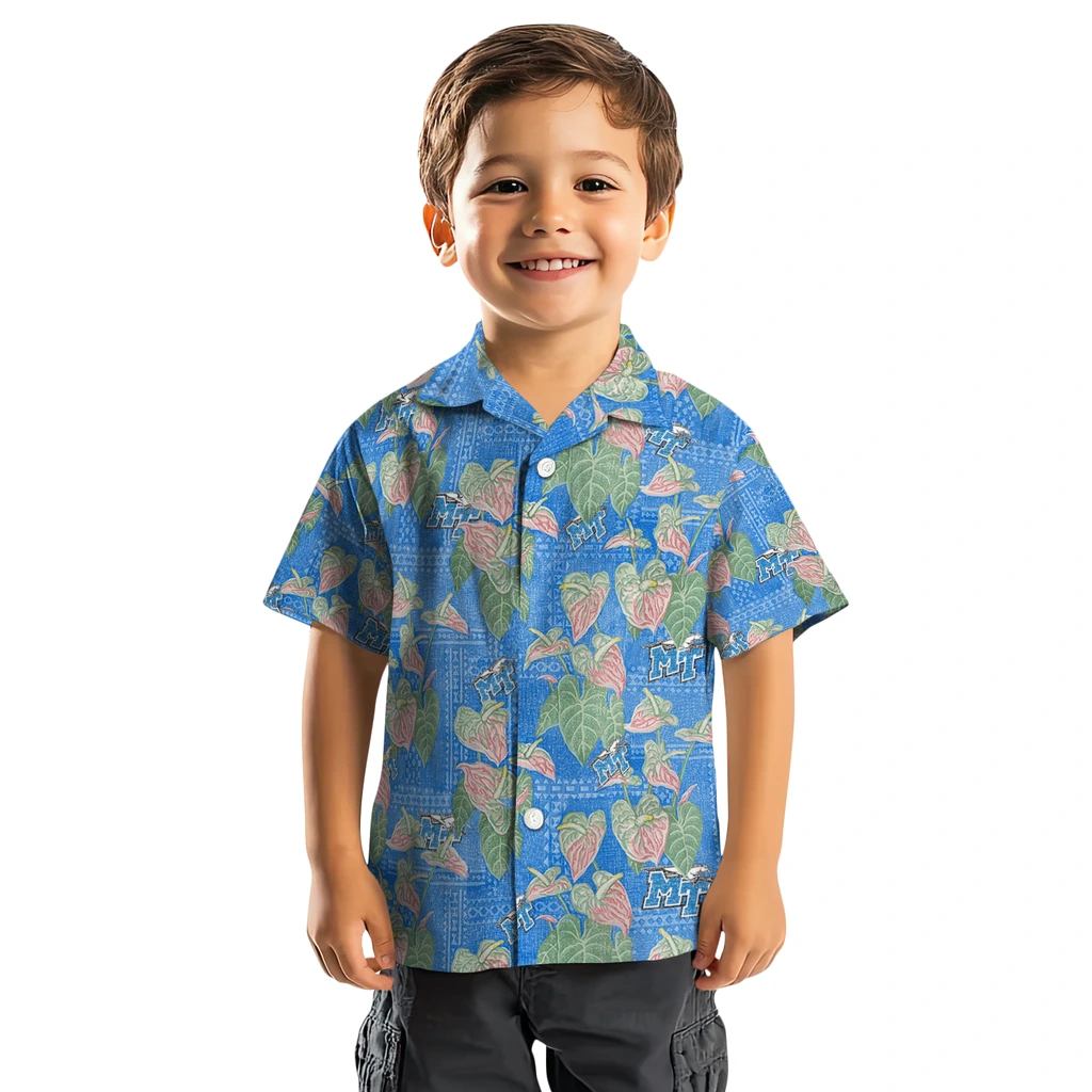 Middle Tennessee Blue Raiders Hawaiian Shirt - Anthurium Overlay middle tennessee blue raiders anthurium overlay blue hawaiian shirts top rated