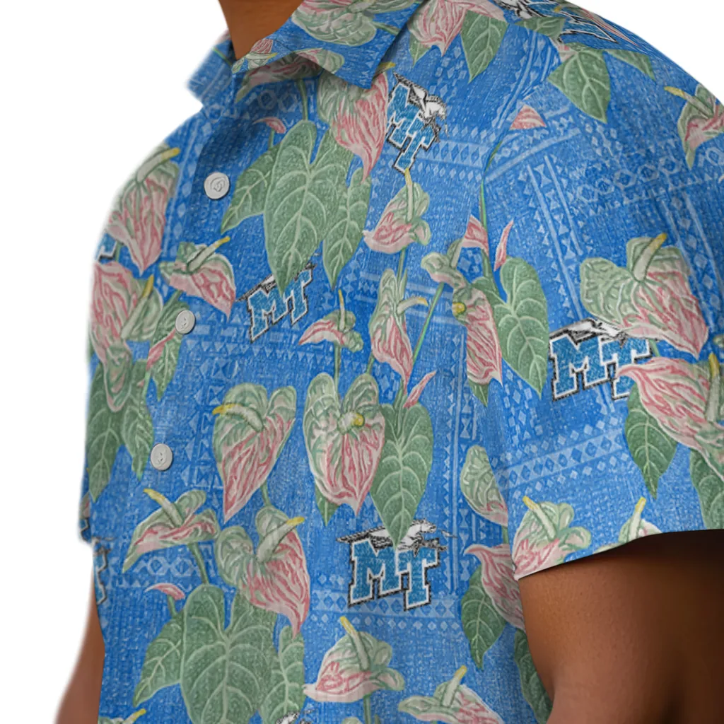 Middle Tennessee Blue Raiders Hawaiian Shirt - Anthurium Overlay middle tennessee blue raiders anthurium overlay blue hawaiian shirts trendy