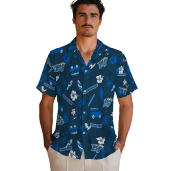middle tennessee blue raiders beach vibe navy hawaiian shirts fashion forward