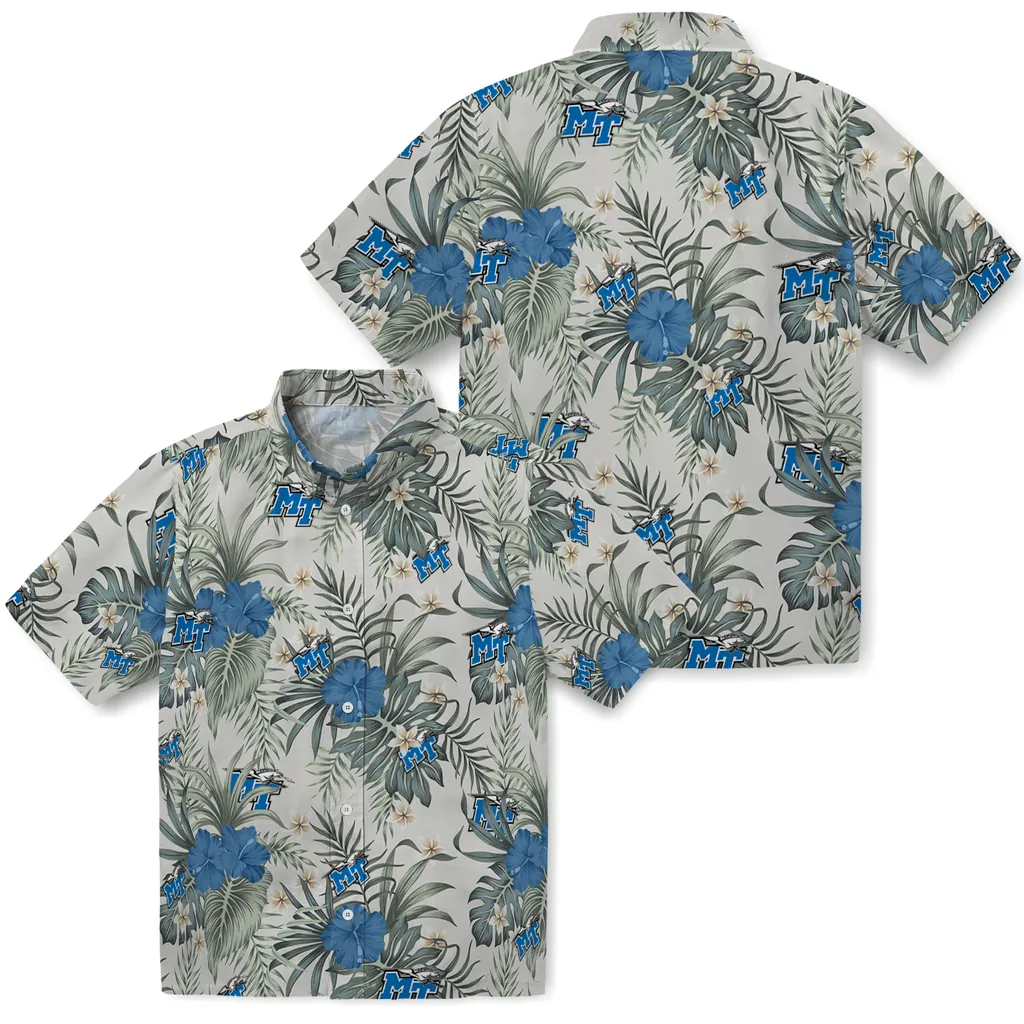 Middle Tennessee Blue Raiders Hawaiian Shirt - Hibiscus Designs middle tennessee blue raiders hibiscus designs beige hawaiian shirts high quality