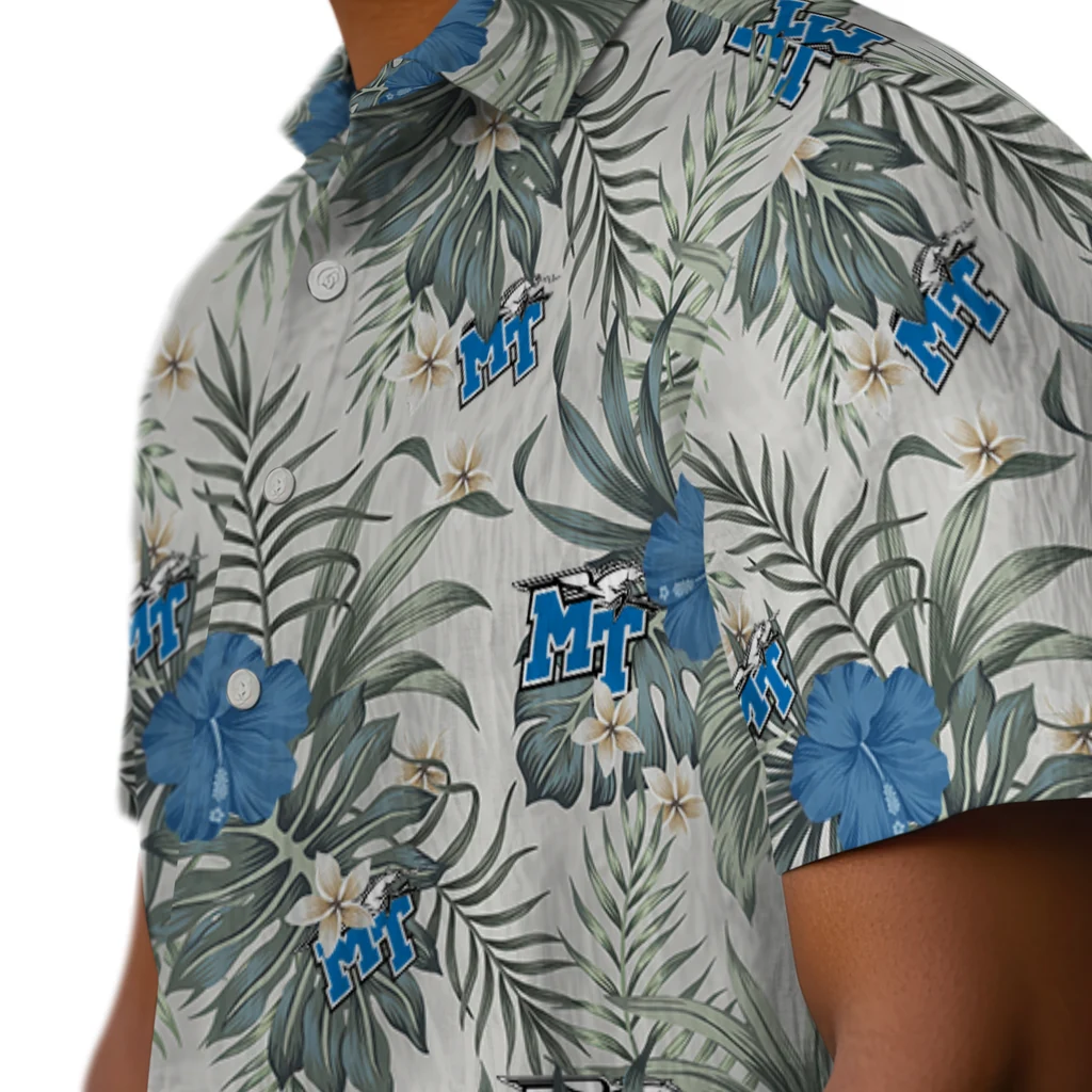Middle Tennessee Blue Raiders Hawaiian Shirt - Hibiscus Designs middle tennessee blue raiders hibiscus designs beige hawaiian shirts trendy