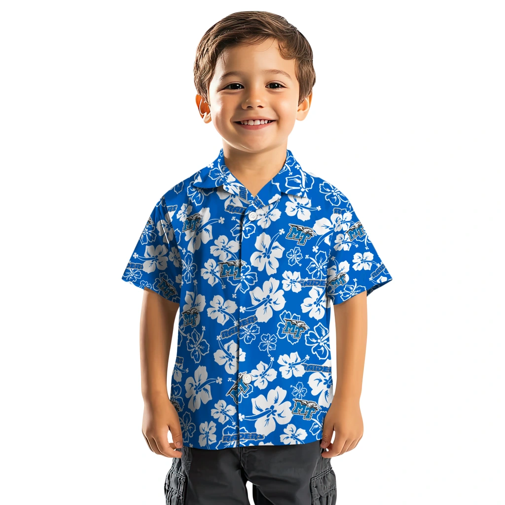 Middle Tennessee Blue Raiders Hawaiian Shirt - Hibiscus Flower Design middle tennessee blue raiders hibiscus bloom blue hawaiian shirts top rated
