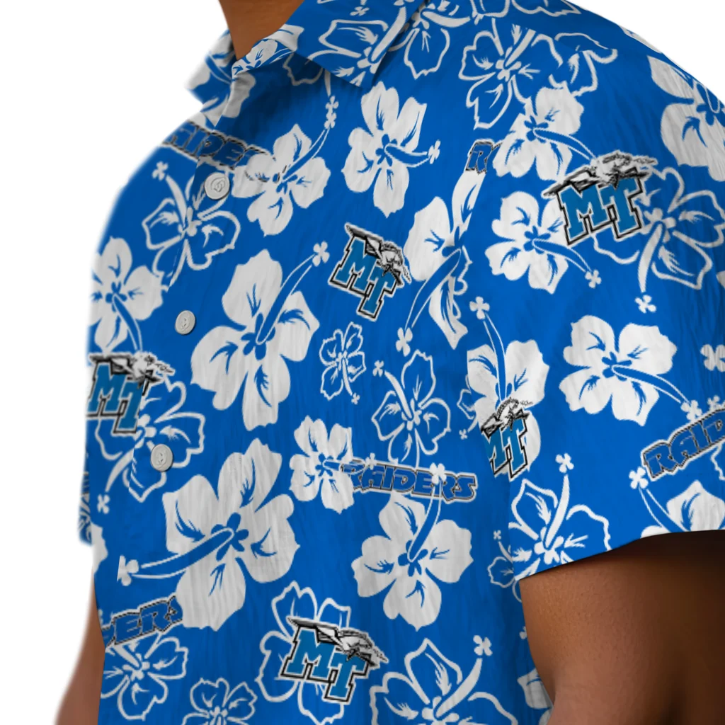 Middle Tennessee Blue Raiders Hawaiian Shirt - Hibiscus Flower Design middle tennessee blue raiders hibiscus bloom blue hawaiian shirts trendy
