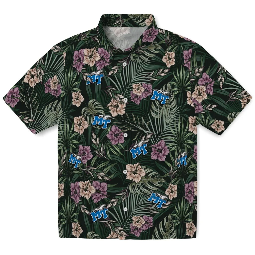 Middle Tennessee Blue Raiders Hawaiian Shirt - Hibiscus Leaves Pattern middle tennessee blue raiders hibiscus leaves pattern green hawaiian shirts best selling