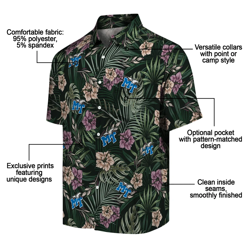 Middle Tennessee Blue Raiders Hawaiian Shirt - Hibiscus Leaves Pattern middle tennessee blue raiders hibiscus leaves pattern green hawaiian shirts new arrival