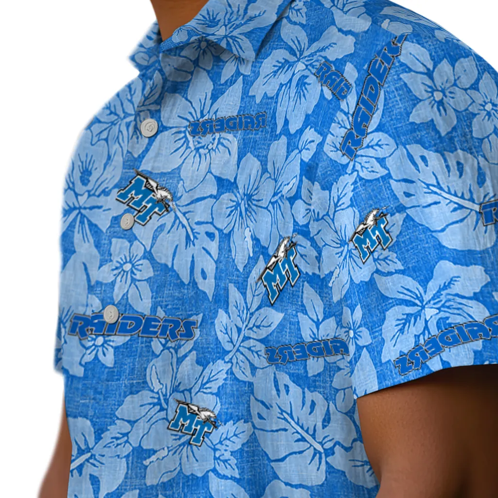 Middle Tennessee Blue Raiders Hawaiian Shirt - Hibiscus Oasis middle tennessee blue raiders hibiscus oasis blue hawaiian shirts trendy