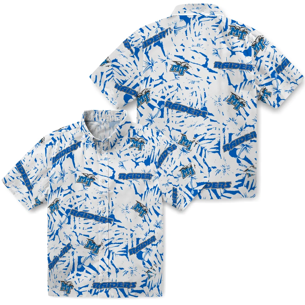 Middle Tennessee Blue Raiders Hawaiian Shirt - Hibiscus Overlay middle tennessee blue raiders hibiscus overlay hawaiian shirts high quality