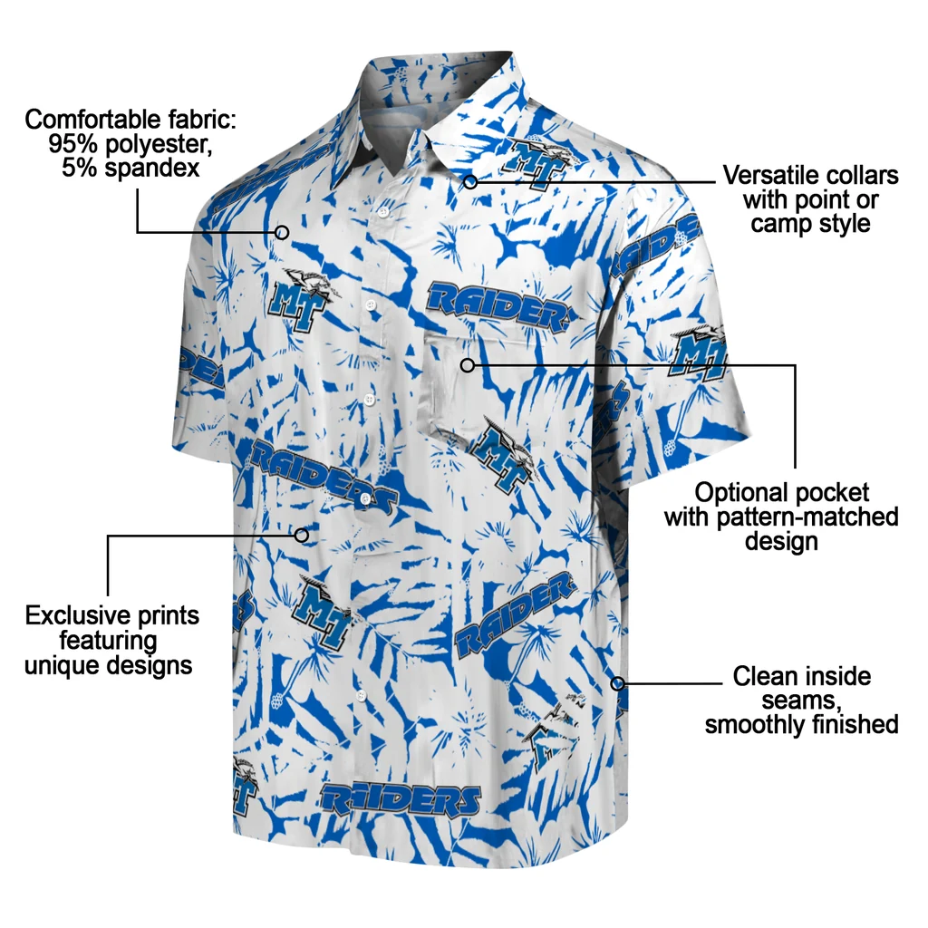 Middle Tennessee Blue Raiders Hawaiian Shirt - Hibiscus Overlay middle tennessee blue raiders hibiscus overlay hawaiian shirts new arrival