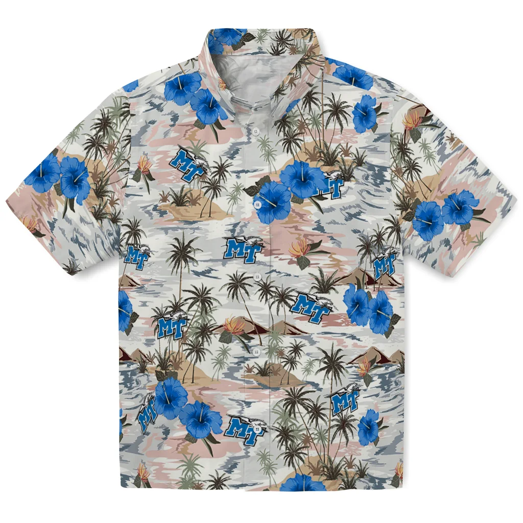 Middle Tennessee Blue Raiders Hawaiian Shirt - Hibiscus Seaside middle tennessee blue raiders hibiscus seaside white hawaiian shirts best selling