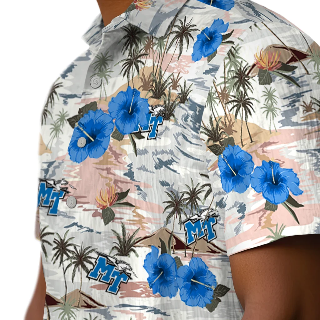 Middle Tennessee Blue Raiders Hawaiian Shirt - Hibiscus Seaside middle tennessee blue raiders hibiscus seaside white hawaiian shirts trendy