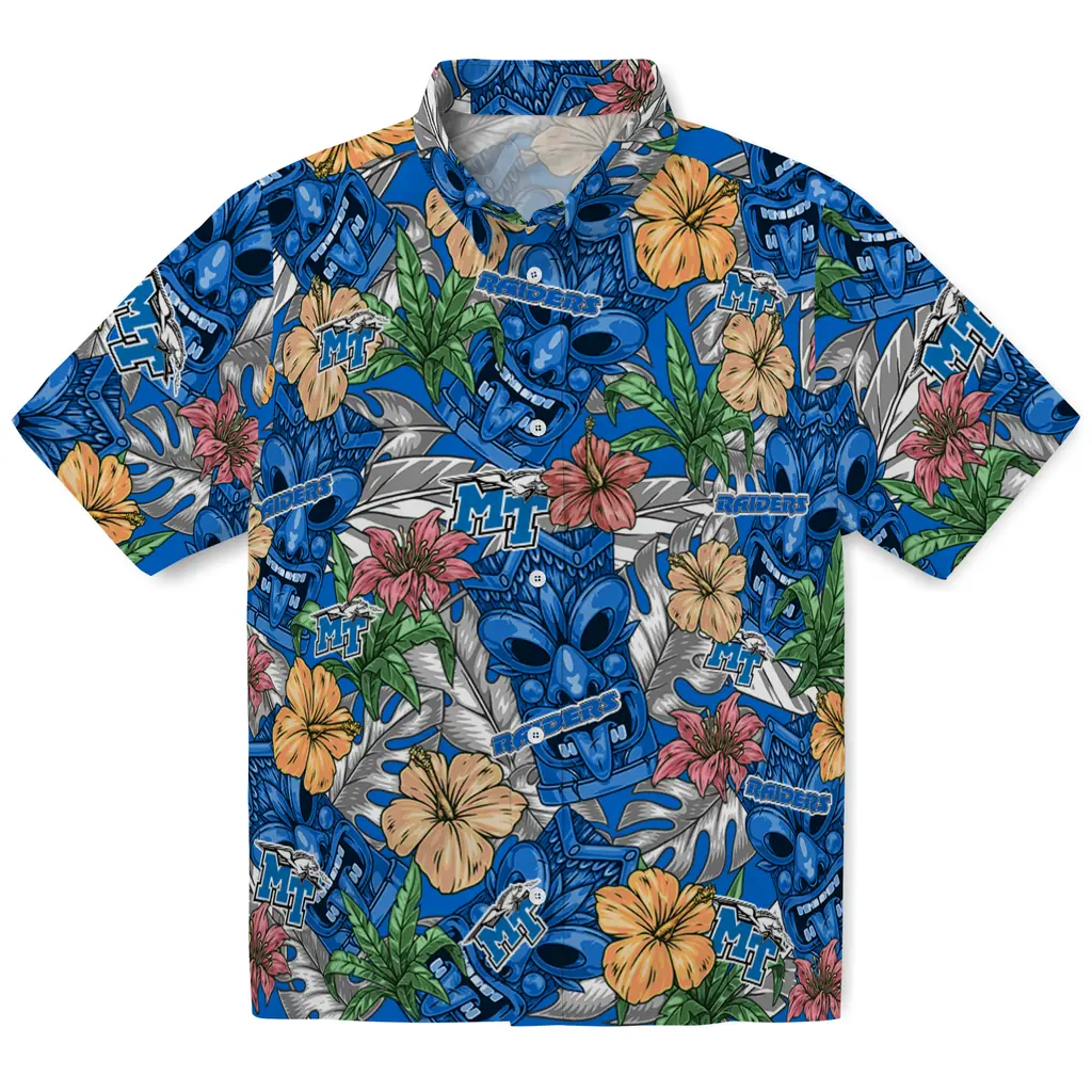 Middle Tennessee Blue Raiders Hawaiian Shirt - Hibiscus Tiki Jungle middle tennessee blue raiders tiki jungle blue hawaiian shirts best selling