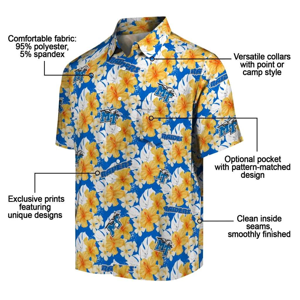 Middle Tennessee Blue Raiders Hawaiian Shirt - Hibiscus Tropics middle tennessee blue raiders hibiscus tropics blue yellow hawaiian shirts new arrival