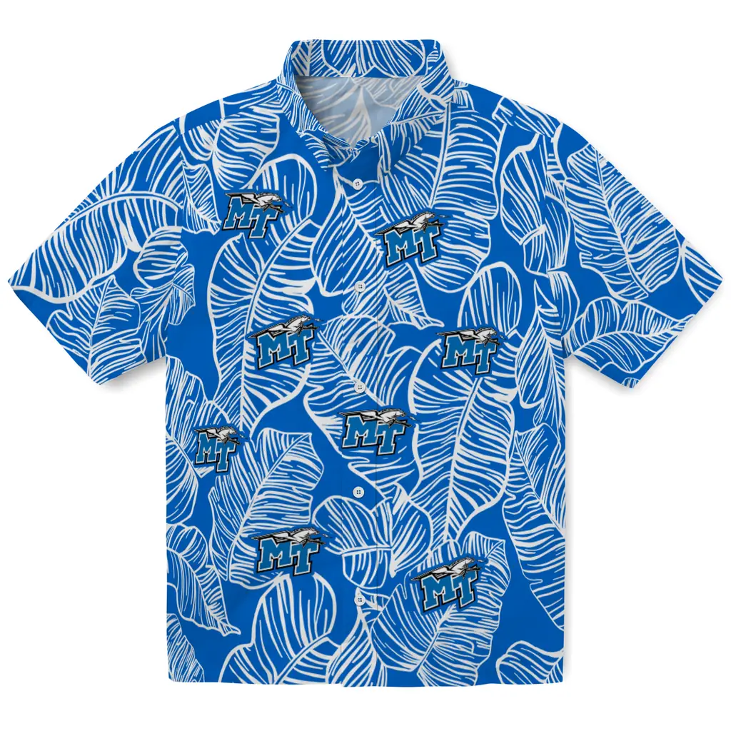 Middle Tennessee Blue Raiders Hawaiian Shirt - Leaf Outline middle tennessee blue raiders leaf outline blue hawaiian shirts best selling