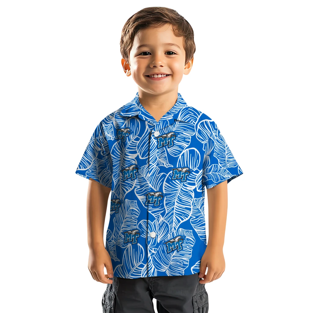 Middle Tennessee Blue Raiders Hawaiian Shirt - Leaf Outline middle tennessee blue raiders leaf outline blue hawaiian shirts top rated