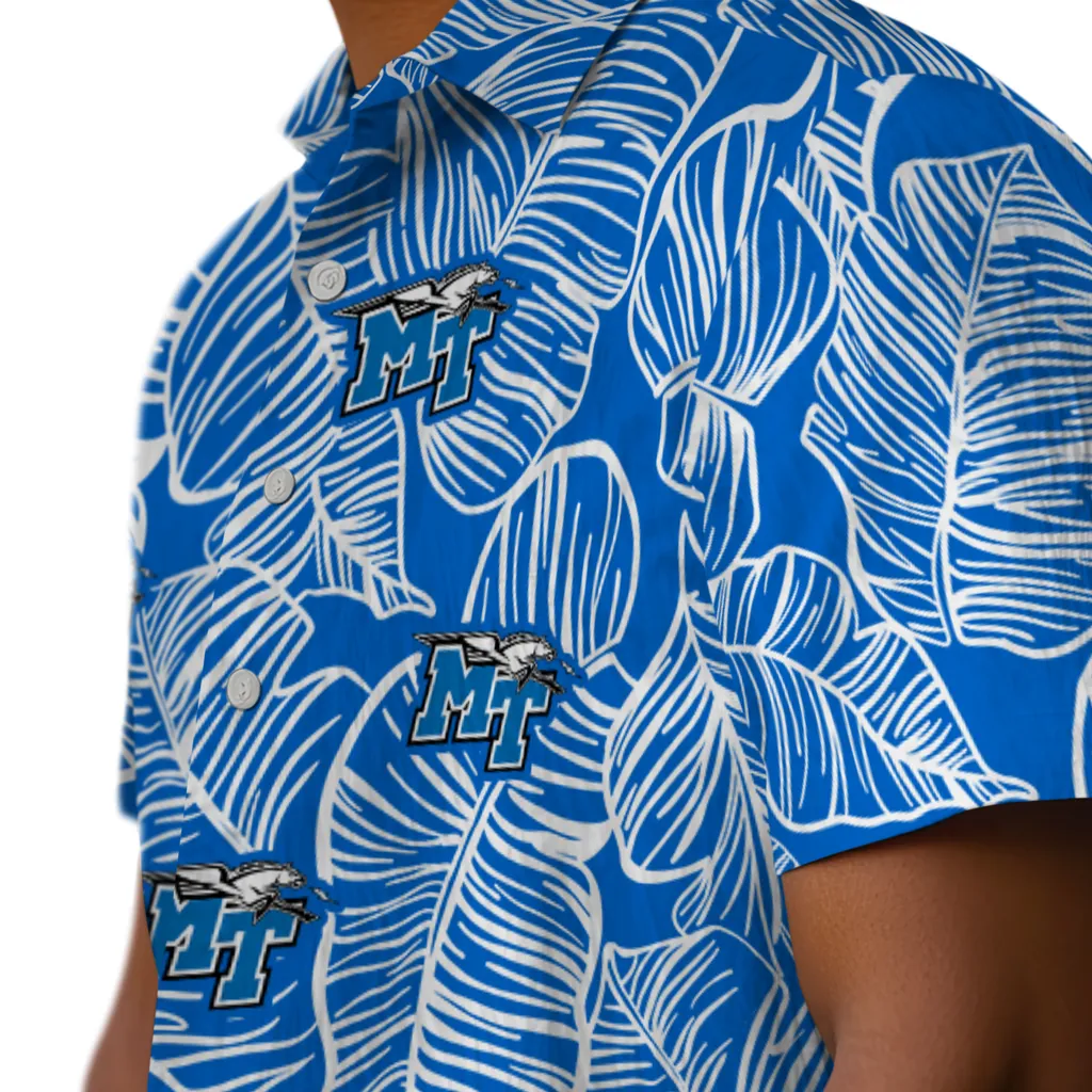 Middle Tennessee Blue Raiders Hawaiian Shirt - Leaf Outline middle tennessee blue raiders leaf outline blue hawaiian shirts trendy