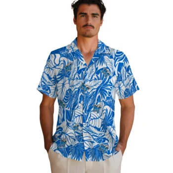 middle tennessee blue raiders monstera layer blue hawaiian shirts fashion forward