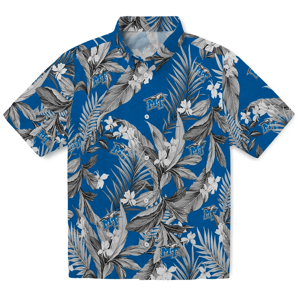 Middle Tennessee Blue Raiders Hawaiian Shirt - Palm Leaves middle tennessee blue raiders palm leaves blue hawaiian shirts best selling