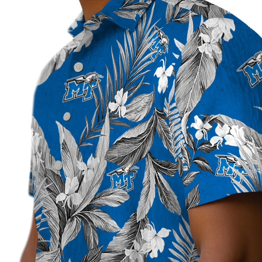 Middle Tennessee Blue Raiders Hawaiian Shirt - Palm Leaves middle tennessee blue raiders palm leaves blue hawaiian shirts trendy